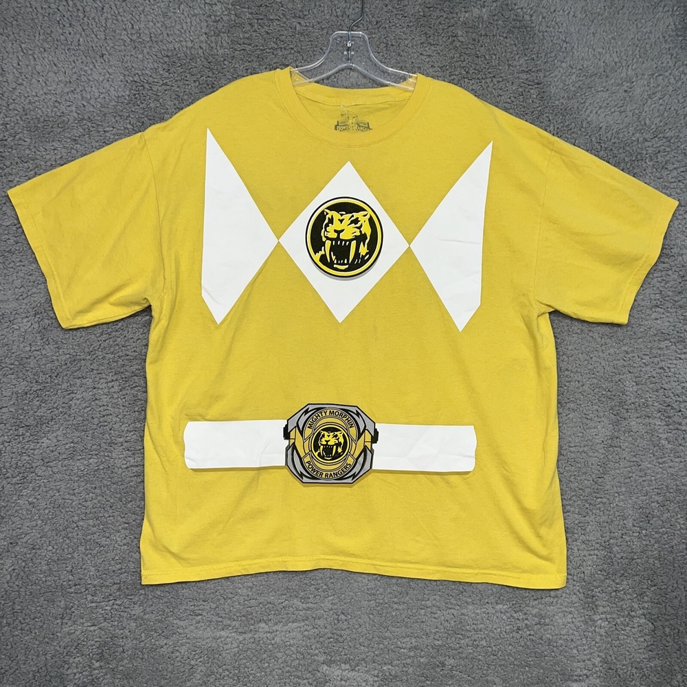 Vintage Power Rangers Mighty Morphin Men's XL Yellow Ranger‎ Body Shirt
